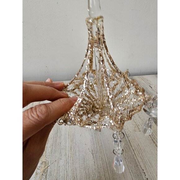 Chandelier sparkle glitter ornament large shabby chic diva unique vintage Xmas - Picture 7 of 10